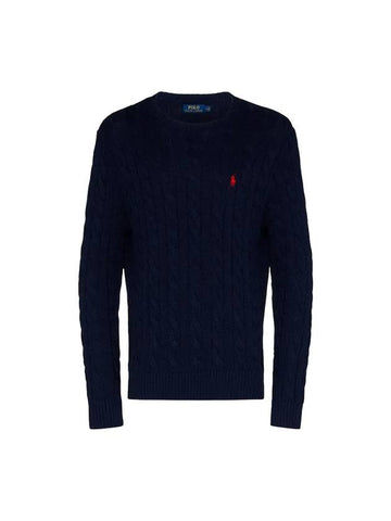 Embroidery Logo Cable Knit Top Navy - POLO RALPH LAUREN - BALAAN 1