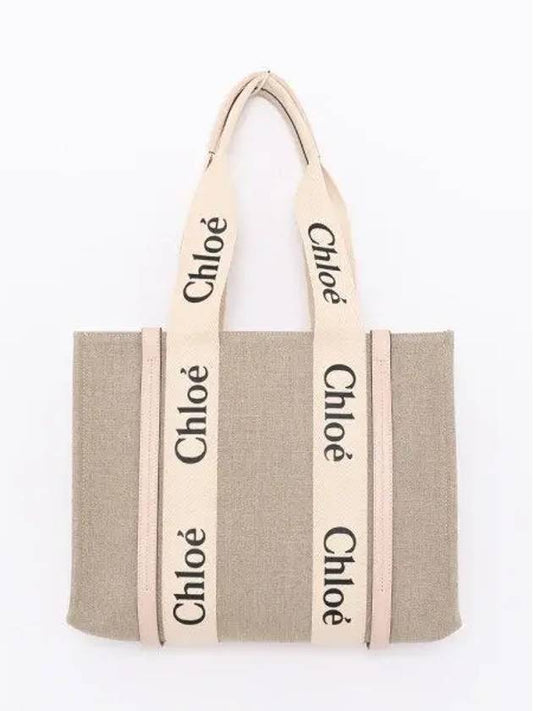 Woody Canvas Medium Tote Bag Cement Pink - CHLOE - BALAAN 2