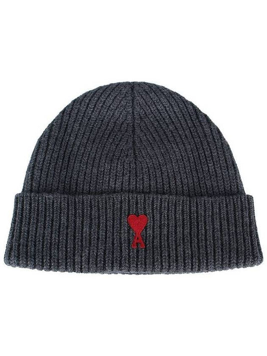 Heart Logo Wool Beanie Grey - AMI - BALAAN 1