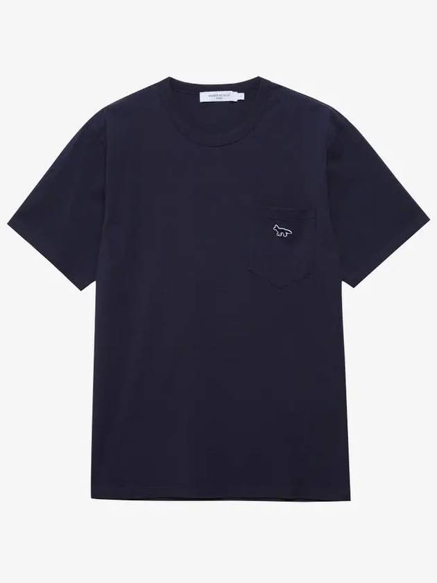 Navy Fox Patch Classic Pocket Short Sleeve T-Shirt Navy - MAISON KITSUNE - BALAAN 3