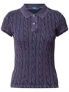 Slim Fit Cable Knit Polo Shirt Navy - POLO RALPH LAUREN - BALAAN 2