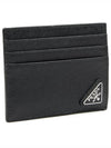 Triangle Logo Saffiano Card Wallet Black - PRADA - BALAAN 3