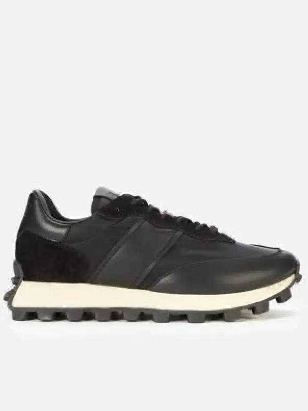 Fabric Leather Low Top Sneakers Black - TOD'S - BALAAN.