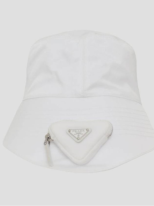 Triangle Logo Pouch Re-Nylon Bucket Hat White - PRADA - BALAAN 2