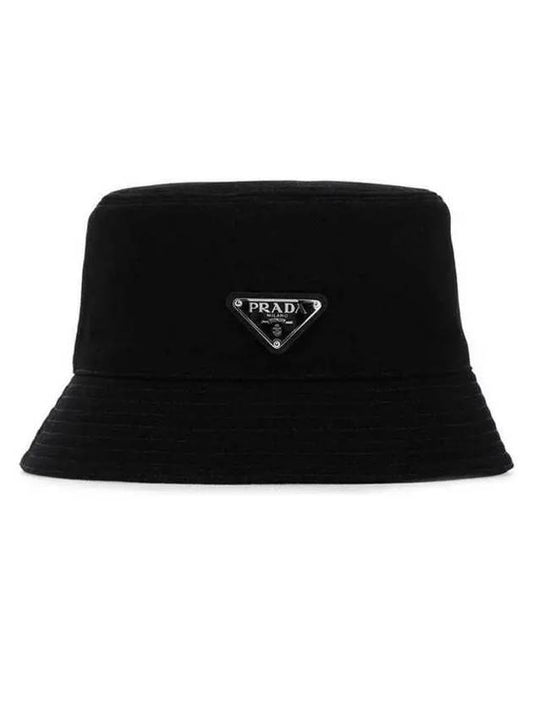 Triangle Logo Drill Bucket Hat Black - PRADA - BALAAN 2