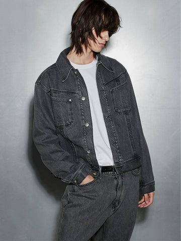 Pocket Denim Jacket Warm Grey - MUILL - BALAAN 1