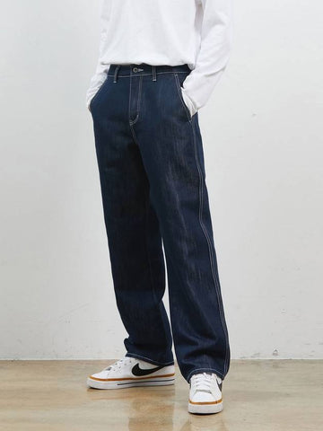 Denim diagonal pocket wide glow pants navy - CORK - BALAAN 1