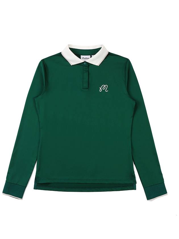 Performance long sleeve polo t shirt GREEN WOMAN - MALBON GOLF - BALAAN 1