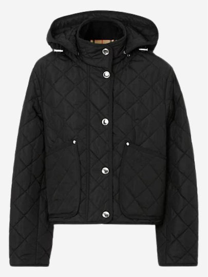 Diamond Quilted Crop Hoodie Jacket Black - BURBERRY - BALAAN 2