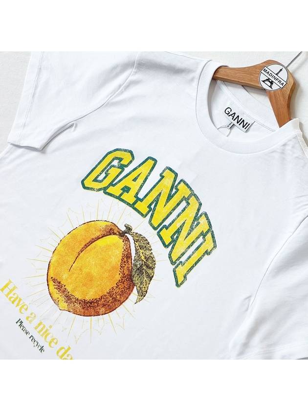 Women's Relaxed Peach Print Short Sleeve T-Shirt White - GANNI - BALAAN 4