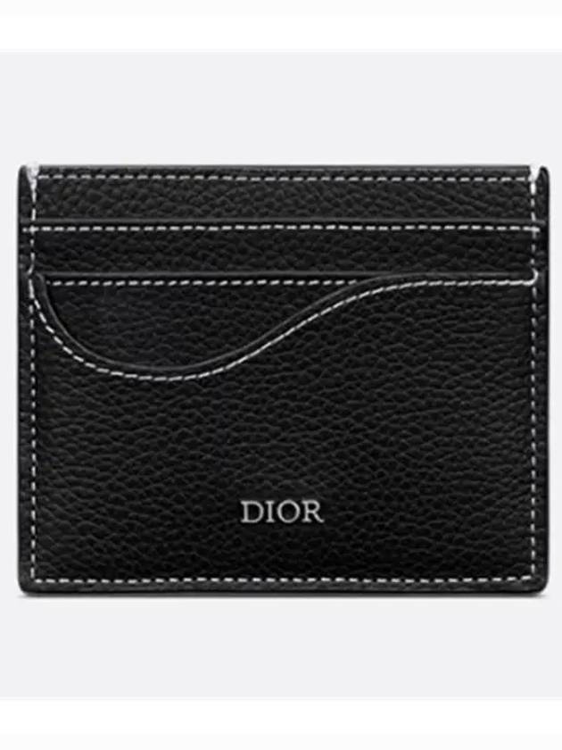 Saddle Grain Leather Card Wallet Black - DIOR - BALAAN 2