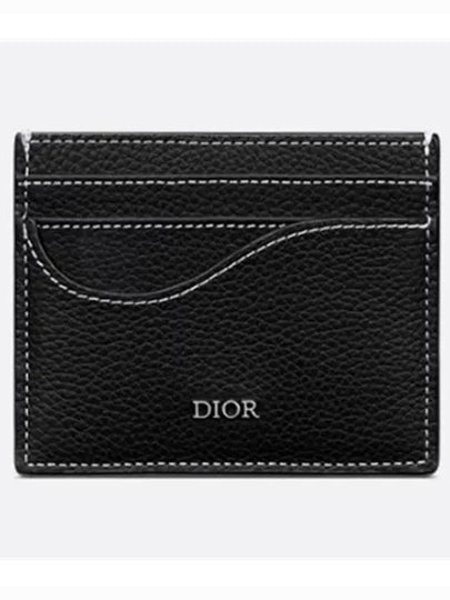 Saddle Grain Leather Card Wallet Black - DIOR - BALAAN 2