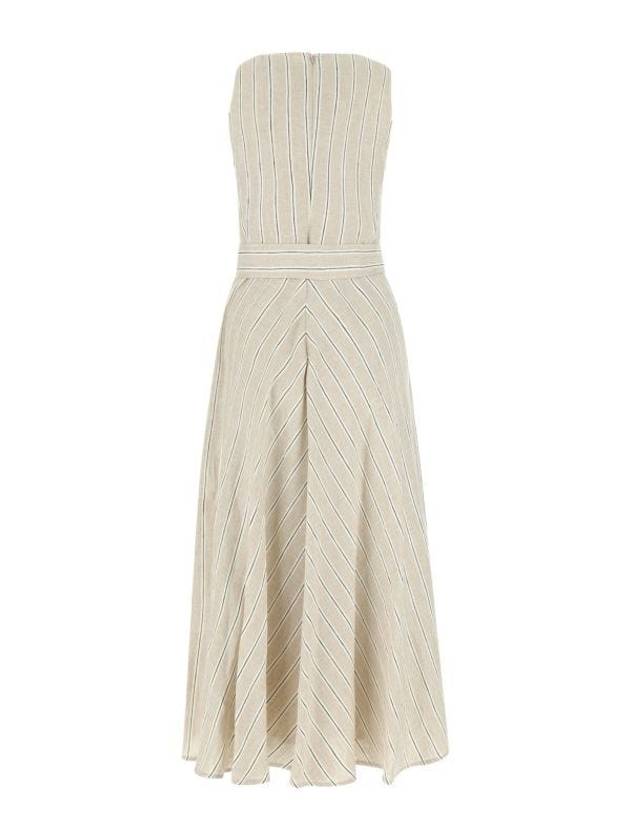 Aerovia Striped Belt Linen Sleeveless Midi Dress Sand - MAX MARA - BALAAN 3