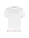 Logo Patch Lightweight Jersey Relaxed Fit Short Sleeve T-Shirt White - THOM BROWNE - BALAAN 1