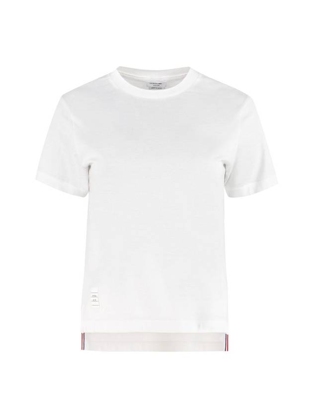Logo Patch Lightweight Jersey Relaxed Fit Short Sleeve T-Shirt White - THOM BROWNE - BALAAN 1