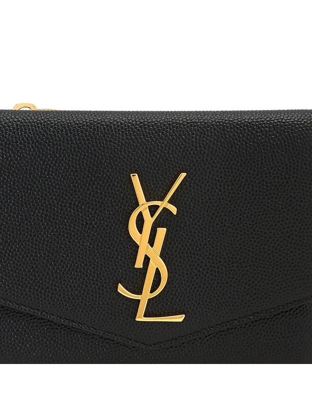 Uptown Compact Grain De Poudre Embossed Leather Halfwallet Black - SAINT LAURENT - BALAAN 9