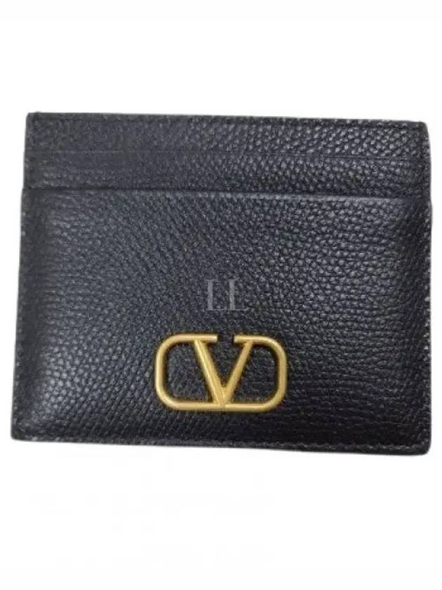 V Logo Signature Card Wallet Black - VALENTINO - BALAAN 2