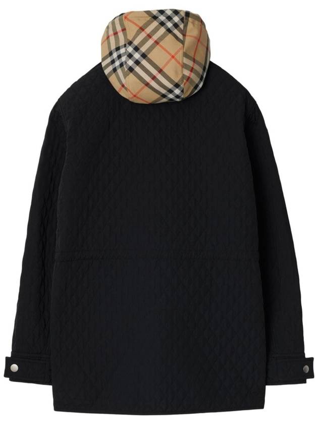 Check Hooded Quilted Jacket Black - BURBERRY - BALAAN 3