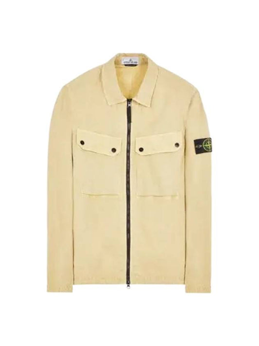 Brushed Organic Cotton Overshirt Jacket Ecru - STONE ISLAND - BALAAN 2