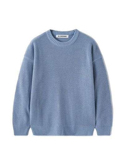 Crew Neck Rib Knit Top Sky Blue - BLONDNINE - BALAAN 2