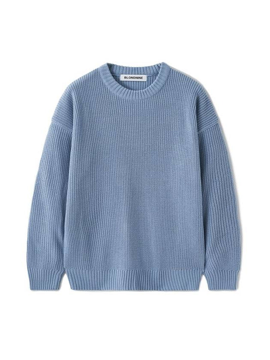 Crew Neck Rib Knit Top Sky Blue - BLONDNINE - BALAAN 2