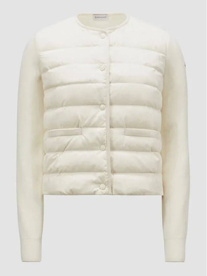 Logo Patch Mix Padded Wool Zip-Up Cardigan White - MONCLER - BALAAN 2