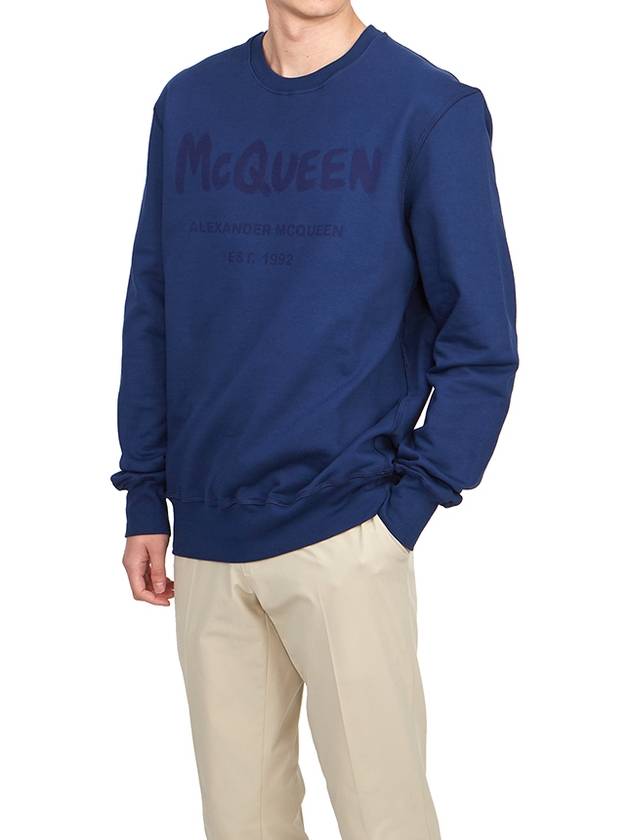 Graffiti Logo Sweatshirt Blue - ALEXANDER MCQUEEN - BALAAN 6