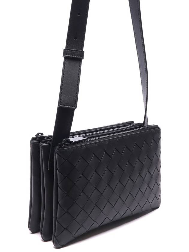 Triple Zipper Cross Bag Black - BOTTEGA VENETA - BALAAN 4