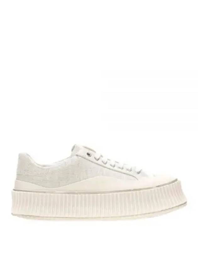 Lace-Up Cotton Low Top Sneakers Ivory - JIL SANDER - BALAAN 2