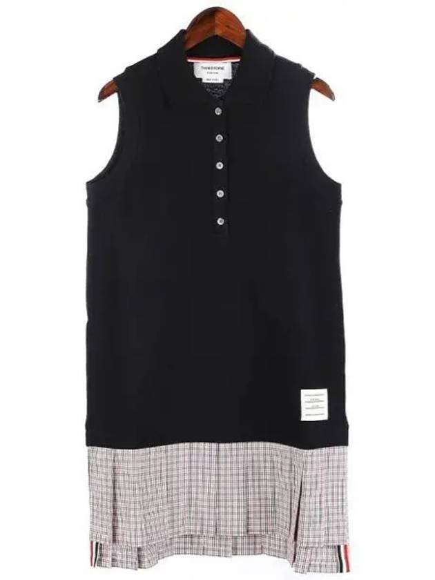 Pleated Polo Short Dress Navy - THOM BROWNE - BALAAN 2