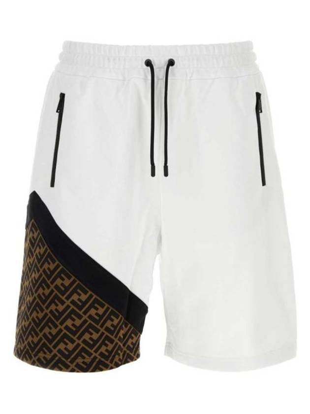 Bermuda Elastic Drawstring Waist Shorts White Black - FENDI - BALAAN 2