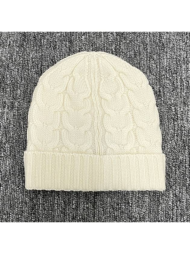 Kids Logo Patch Cable Stitch Wool Knit Beanie White 3B00025 04S02 030 - MONCLER - BALAAN 3