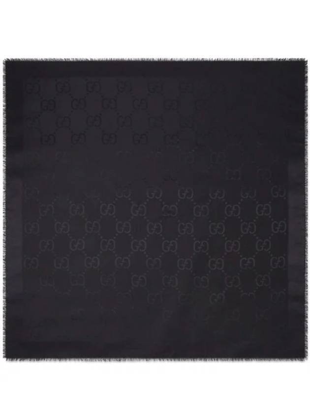 GG Jacquard Silk Wool Scarf Black - GUCCI - BALAAN 1