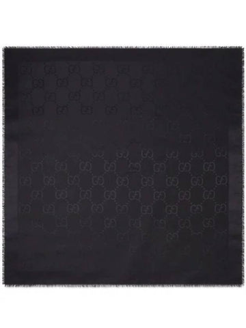 GG Jacquard Silk Wool Scarf Black - GUCCI - BALAAN 1