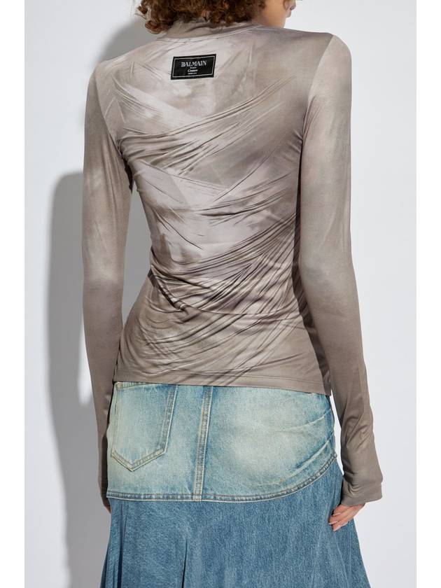 Balmain Top With Stand-up Collar, Women's, Grey - BALMAIN - BALAAN 4