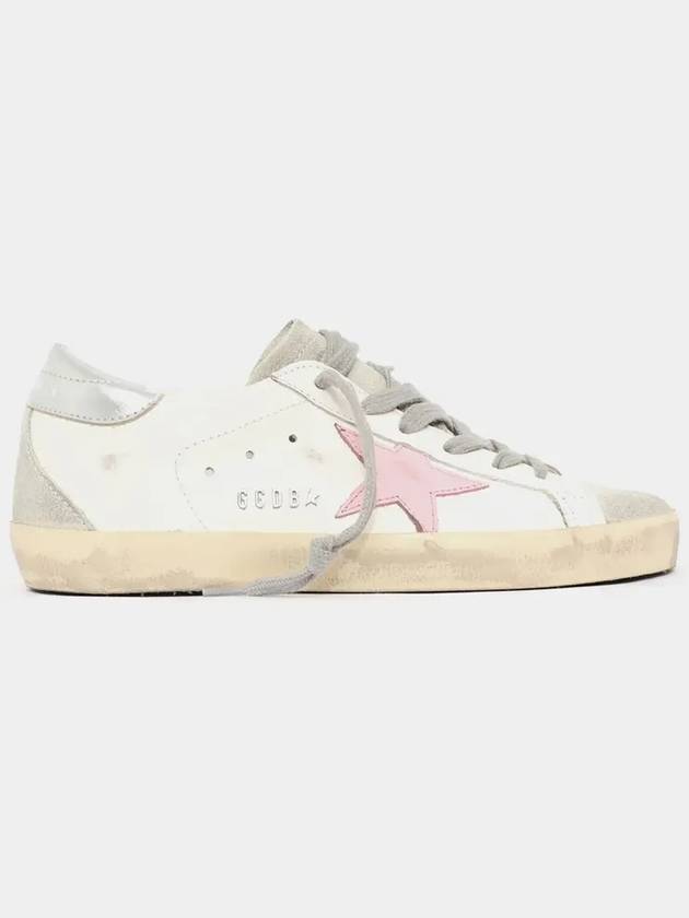 Women's Superstar Silver Heel Tab Pink Star Low Top Sneakers White - GOLDEN GOOSE - BALAAN 4