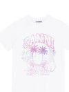 Logo Print Short Sleeve T-Shirt White - GANNI - BALAAN 1