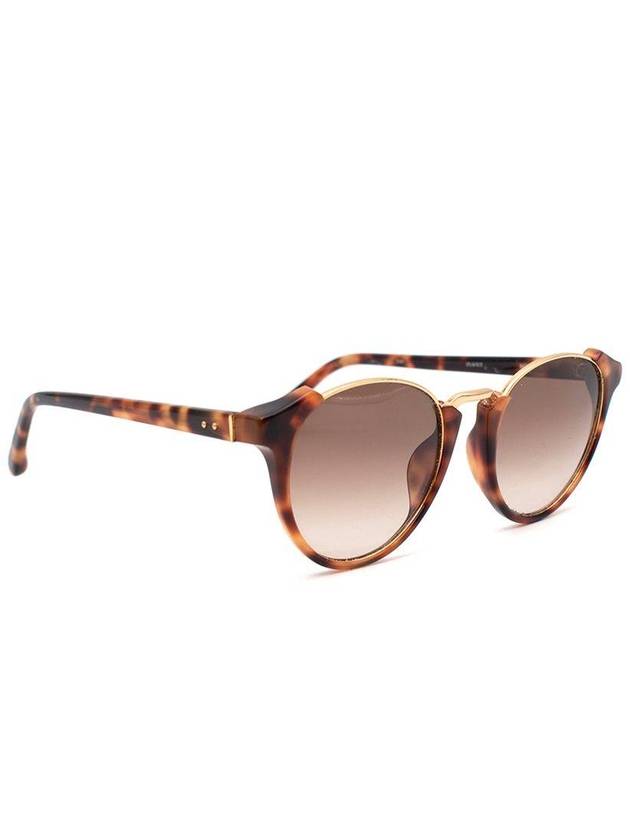 Dark Havana Gold Tone Metal Round Lens Sunglasses - LINDA FARROW - BALAAN 2