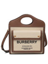 Mini Two-Tone Canvas And Leather Pocket Bag Natural Malt Brown - BURBERRY - BALAAN 2