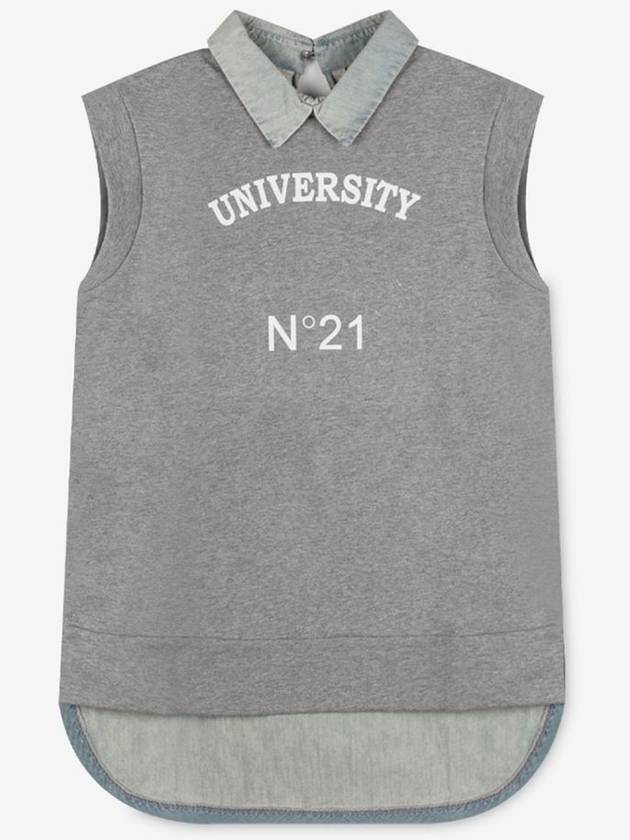 Number 21 Women s Logo Denim Collar Gray Tank Top E091 4171 8939 - Nº 21 - BALAAN 1