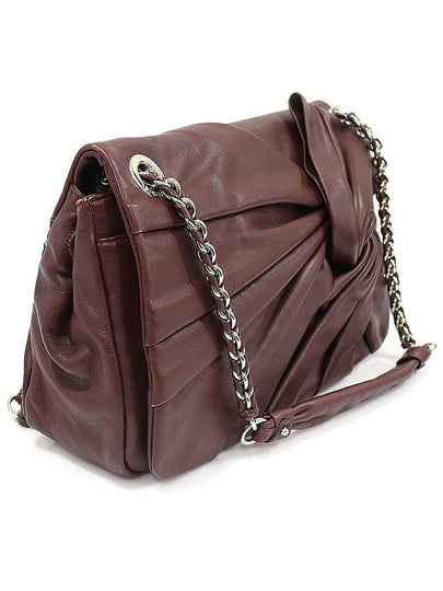 NE1C9A712Z Burgundy leather ribbon Louisa silver chain shoulder bag - NINA RICCI - BALAAN 2