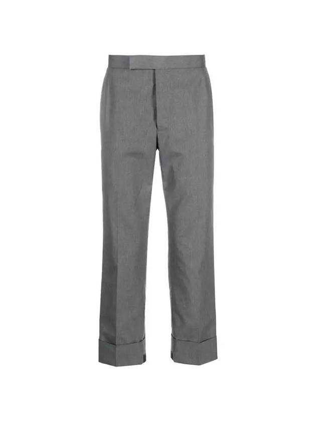 Typewriter Classic Backstrap Straight Pants Grey - THOM BROWNE - BALAAN 1