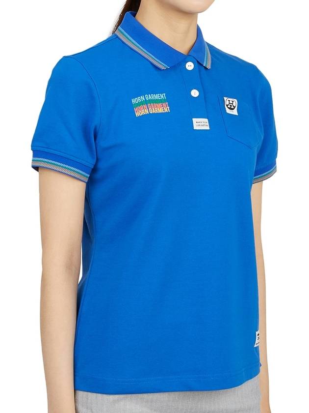 Golf Wear Short Sleeve T-Shirt HCW 2A AP02 BLUE - HORN GARMENT - BALAAN 3