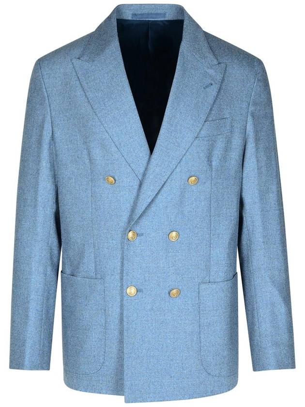 Eleventy Light Blue Wool And Cashmere Blend Blazer - ELEVENTY MILANO - BALAAN 1