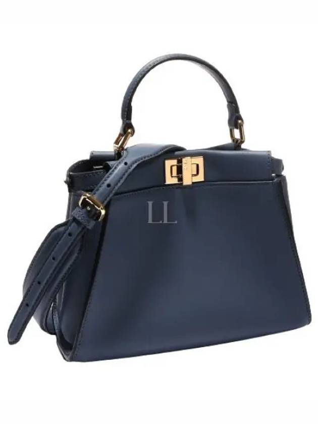 Peekaboo Small Leather Tote Bag Blue - FENDI - BALAAN 2