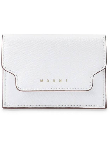 Saffiano Leather Trifold Half Wallet White - MARNI - BALAAN 1