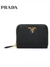 Metal Logo Saffiano Coin Card Wallet Black - PRADA - BALAAN 3