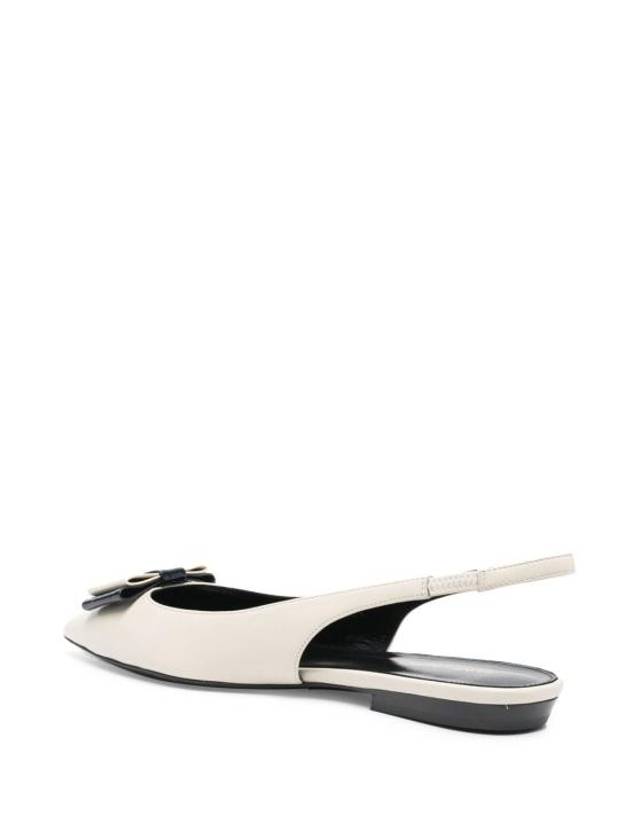 Anais Slingback Flats In Smooth And Patent Leather Ivory - SAINT LAURENT - BALAAN 4