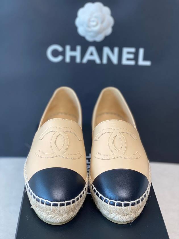 Lambskin Espadrilles Beige Black - CHANEL - BALAAN 3