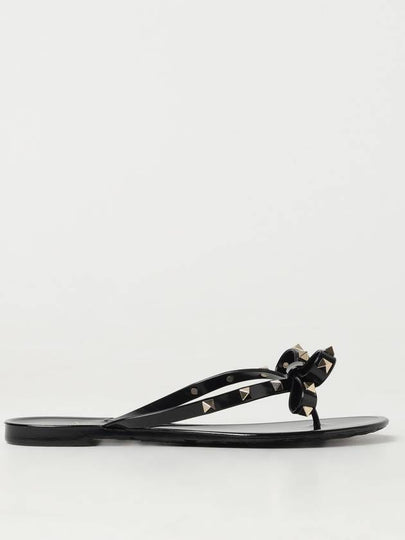 Rubber Rockstud Flip Flops Black - VALENTINO - BALAAN 2